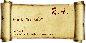 Renk Anikó névjegykártya